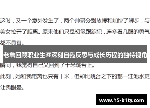 老詹回顾职业生涯深刻自我反思与成长历程的独特视角